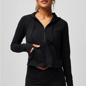 Fabletics  Oasis Cropped Hoodie Black Size Small Zip Up